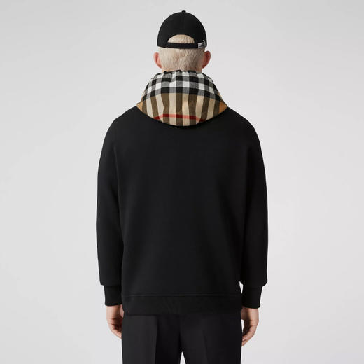 BURBERRY 巴宝莉 男士棉质格纹连帽长袖卫衣 黑色 8058117 A1189 商品图2