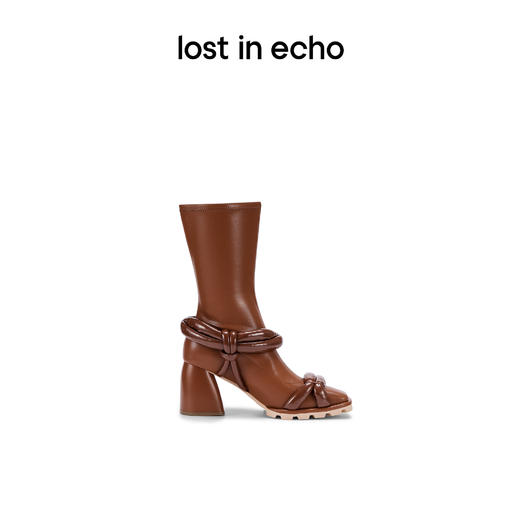 【下架】lost in echo 设计师女鞋填充结方头粗跟弹力靴时装靴 商品图1