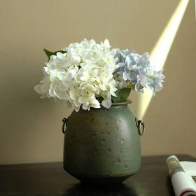 「景德镇粗陶手拉坯铜环陶艺花瓶」复古中式禅意陶罐