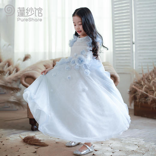 pureshare 艾莎公主裙女童连衣裙春装洋气气质公主裙大童新款-香草味的夏天 商品图1