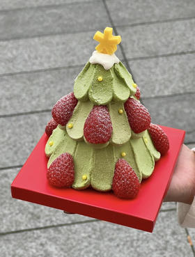 圣诞芋泥草莓抹茶塔蛋糕（可3人吃）