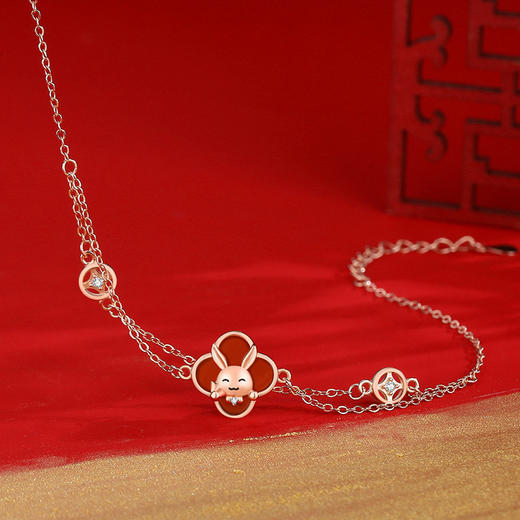 【授权商品】BOMURNNY/宝慕尼 S925纯银四叶草萌兔兔子兔年限定项链 商品图4
