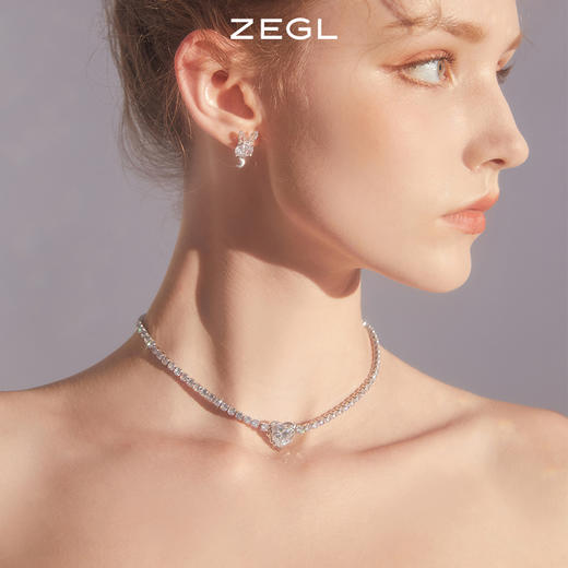 ZEGL粉色爱心项链女芭比风轻奢小众高级设计感2023小众轻奢锁骨链 商品图2