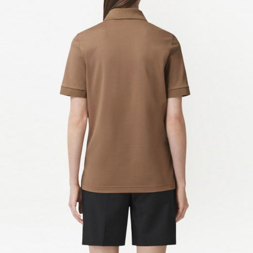 BURBERRY 巴宝莉 女士棉质TB专属标识刺绣短袖POLO衫 卡其色 8064887 A1420 商品图2