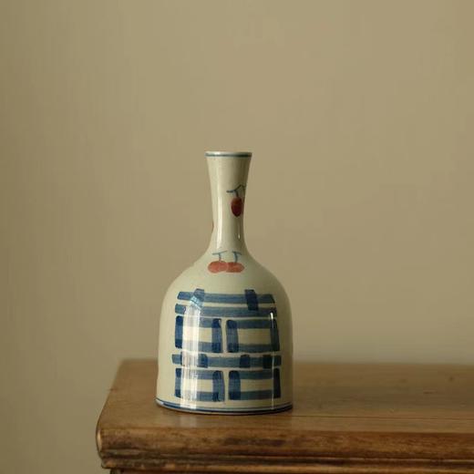 「景德镇手绘青花柿柿如意双喜粗陶台面花瓶」中式复古婚庆装饰花器 商品图5