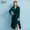 IWY/秋冬新款裙子女复古丝绒连衣裙墨绿色长裙系带a字裙收腰显瘦194002Q1 商品缩略图0
