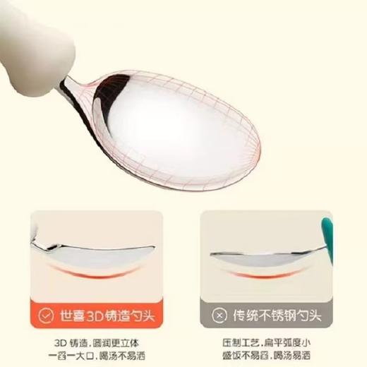 世喜叉勺宝宝勺子儿童学吃饭训练婴儿叉子餐具自主进食饭勺不锈钢 商品图2