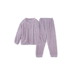 家居保暖 可外穿 LUCKMEEY幸棉 Adore毛茸茸防静电麻花长毛绒家居睡衣（儿童版）