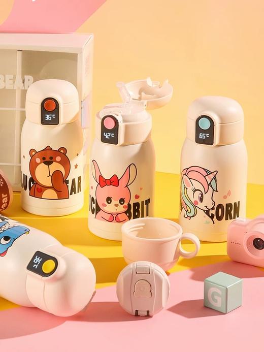 【品牌直发】【杯具熊小拱门智能儿童杯系列】温显儿童保温水壶 幸运兔/幸运独角兽/幸运熊/幸运恐龙480ml 商品图2