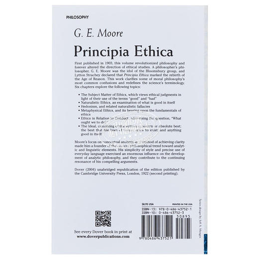 预售 【中商原版】乔治·爱德华·摩尔：伦理学原理 英文原版 Principia Ethica G. E. Moore 商品图1