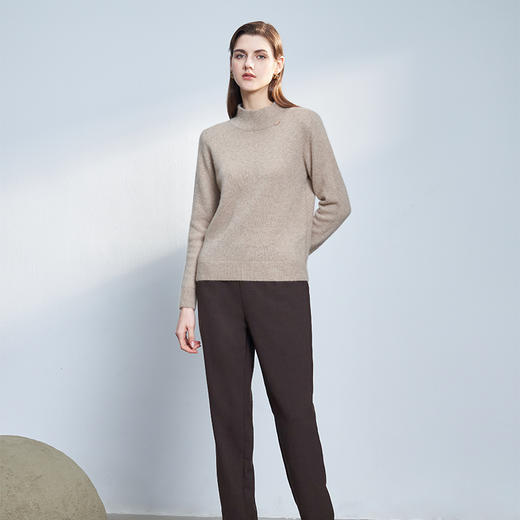 【半价款半高领羊绒衫】羊绒世家秋冬新品女士100%山羊绒衫内搭保暖套头毛衣 商品图0