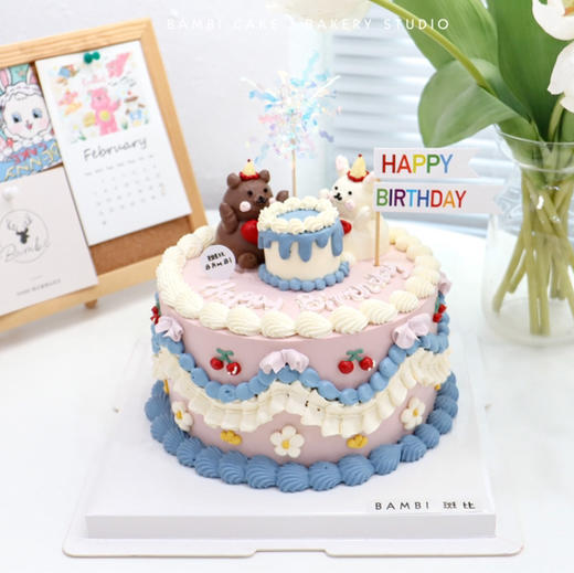 小熊小兔排排坐丨蛋糕 商品图0