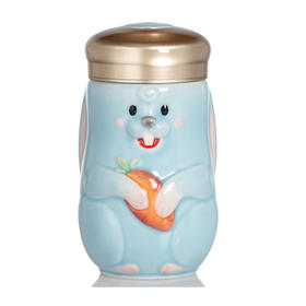 乾唐轩活瓷2023新款兔宝随身杯可爱陶瓷便携随手杯礼盒390ML