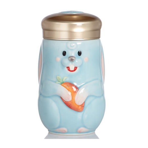 乾唐轩活瓷2023新款兔宝随身杯可爱陶瓷便携随手杯礼盒390ML 商品图0