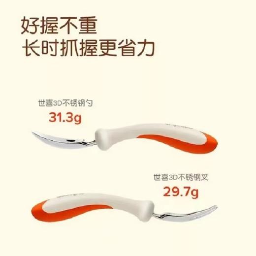 世喜叉勺宝宝勺子儿童学吃饭训练婴儿叉子餐具自主进食饭勺不锈钢 商品图1