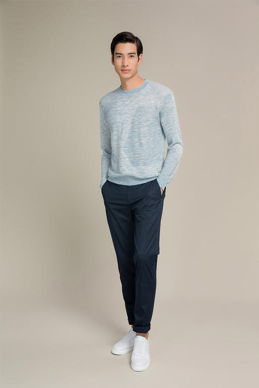 callisto蓝色粘纤混纺针织衫 SOKNW002BL 商品图1