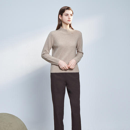 【半价款半高领羊绒衫】羊绒世家秋冬新品女士100%山羊绒衫内搭保暖套头毛衣 商品图1