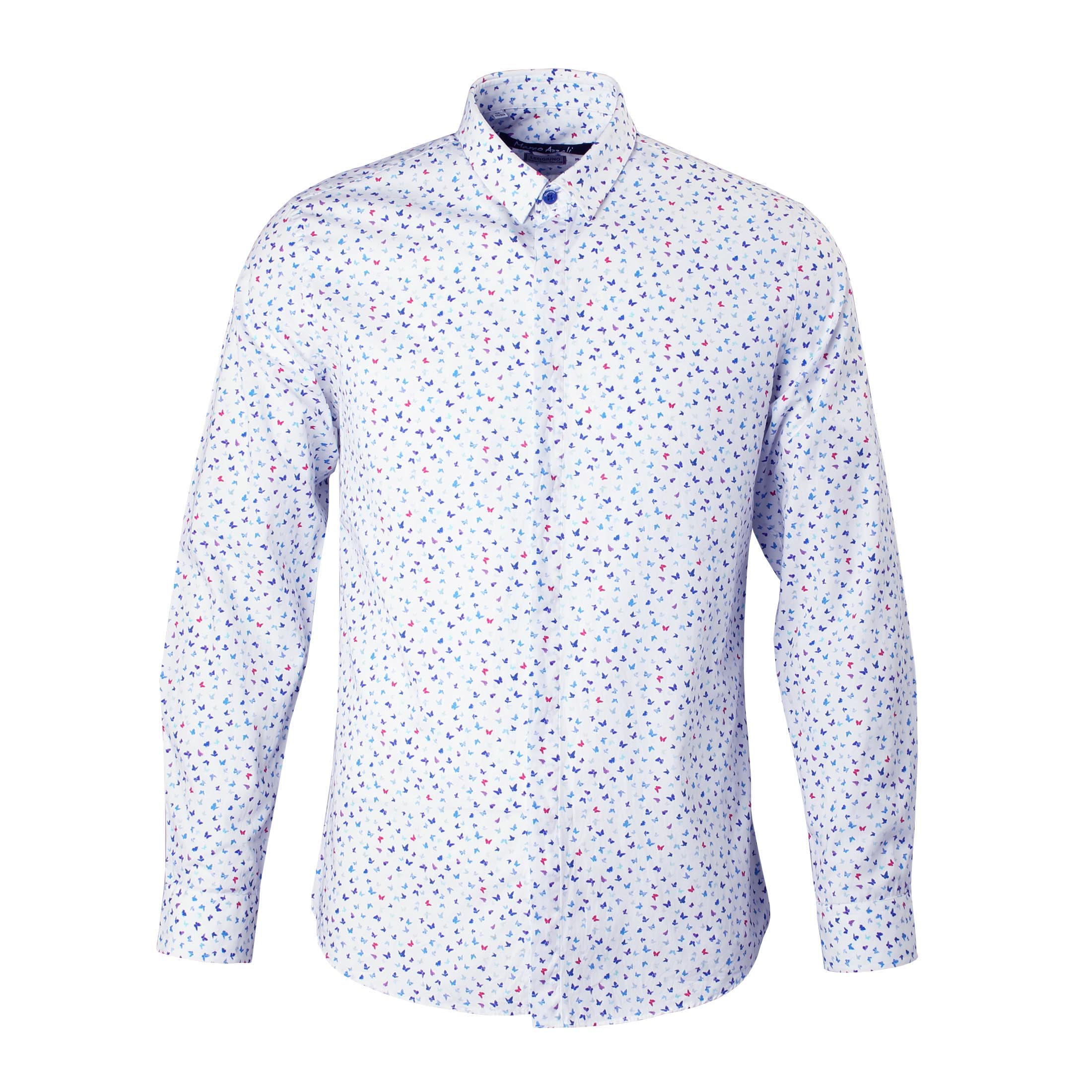 Marco Azzali 白底蝴蝶印花长袖衬衫 C3811300