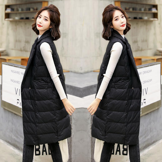 白鸭绒90绒，中长款韩版轻薄无袖坎肩马甲HR-HAYR7259 商品图1