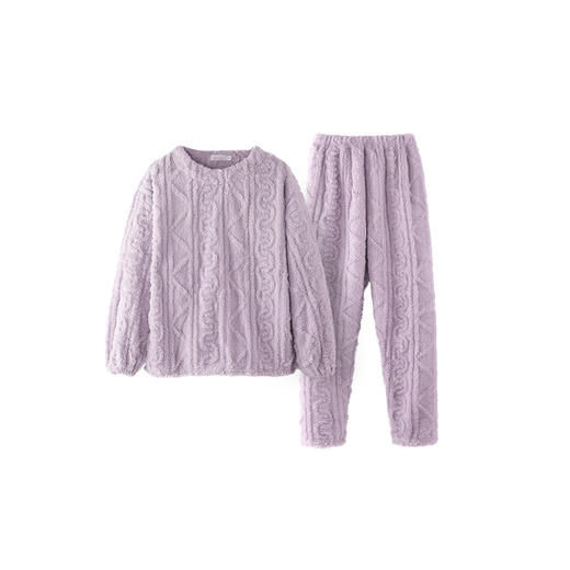 舒适柔软 LUCKMEEY幸棉 Adore毛茸茸防静电麻花长毛绒情侣家居服 商品图0