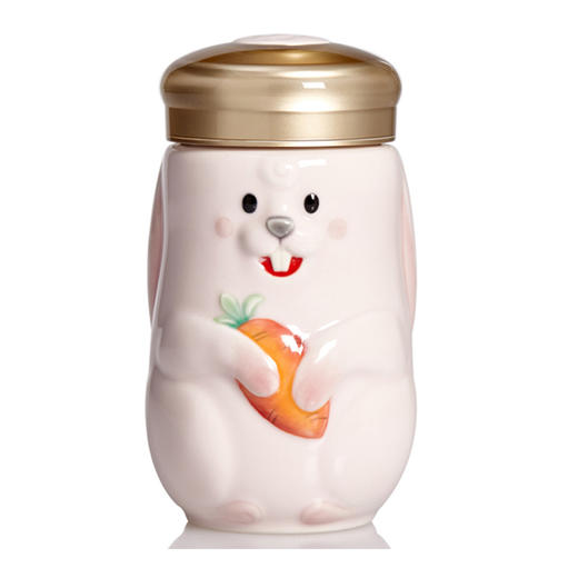 乾唐轩活瓷2023新款兔宝随身杯可爱陶瓷便携随手杯礼盒390ML 商品图6