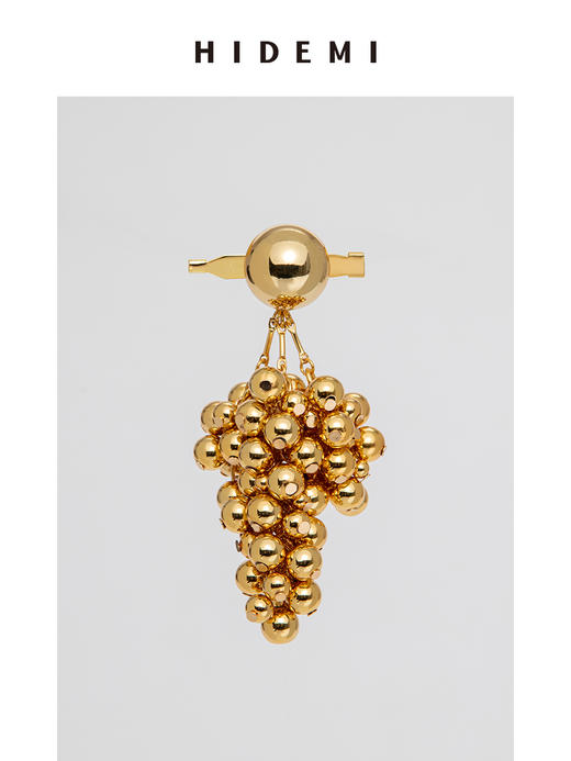 HIDEMI 节日系列设计感串珠葡萄胸针 金色/银色 商品图2