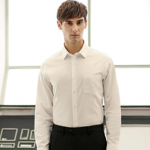 圣得西商务修身纯棉免烫修身长袖衬衫2025秋季新款时尚正装衬衣 商品图1