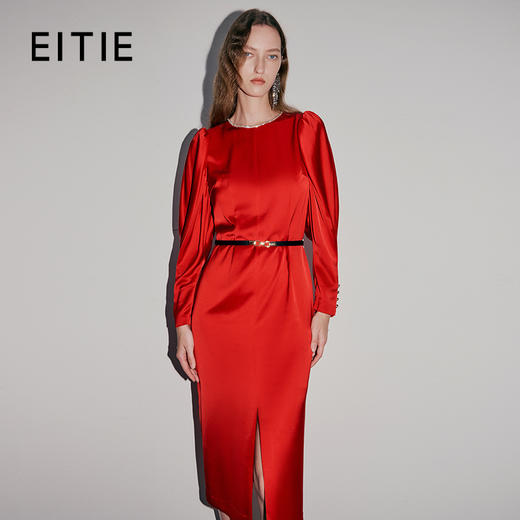 EITIE爱特爱春季新款时尚气质收腰大气显瘦礼服连衣裙女7377003 商品图0