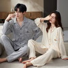 【韩式情侣款 卡通可爱超舒适！】秋冬季情侣睡衣开衫华夫格透气纯棉长袖休闲家居服男士女士春秋季 商品缩略图3
