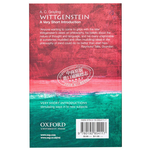 【中商原版】牛津通识系列 维特根斯坦与哲学 英文原版 Wittgenstein A Very Short Introduction A C Grayling 商品图1