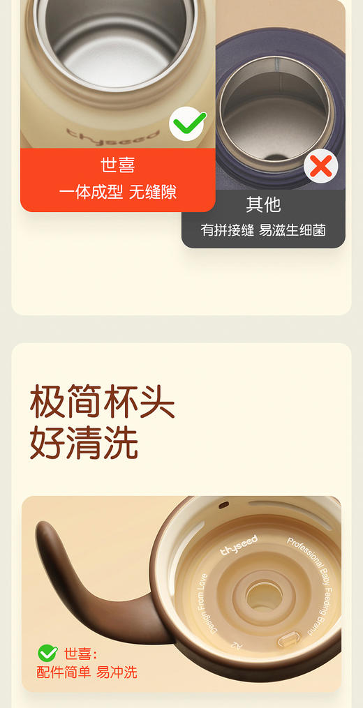 世喜婴幼儿保温水杯宝宝儿童外出吸管学饮专用小月龄保温奶瓶一岁/SX-91209 商品图8