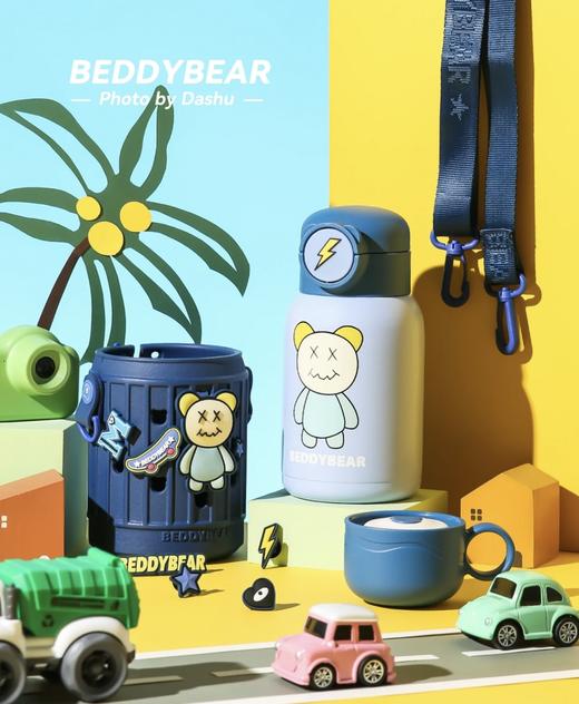 【品牌直发】【杯具熊豌豆儿童保温杯】卡通三盖保温水壶 幻想鹿/闪电熊/阳光长耳兔/闪电恐龙/梦幻独角兽630ml 商品图4