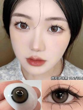 【半年抛】微笑弹珠黑 Hancon | 中直径14.2 着色13.4 | 平价美瞳 |（色板都在详情页内 记得下滑查看 98两幅任选  所以是49元一副）