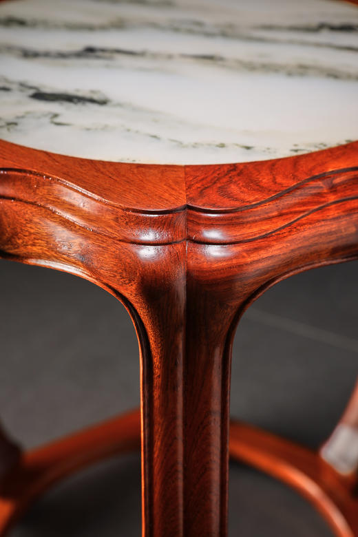 红桥红  家具严选  缅甸花梨（大果紫檀）【48 石面 六足海棠 圆鼓凳】 商品图1