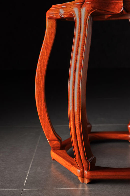 红桥红  家具严选  缅甸花梨（大果紫檀）【48 石面 六足海棠 圆鼓凳】 商品图2