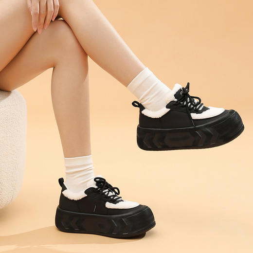ZHR老爹鞋女2022秋冬新款加绒高帮厚底爆款加厚运动休闲棉鞋 商品图5