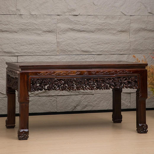 清 红木透雕灵芝纹画桌 商品图4