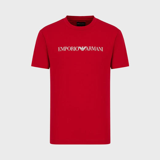 EMPORIO ARMANI 阿玛尼 男士棉质字母徽标印花圆领短袖T恤 红色 8N1TN5 1JPZZ 0343 商品图0