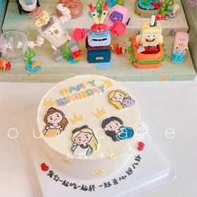 闺蜜/姐妹手绘蛋糕-低糖处理无添加