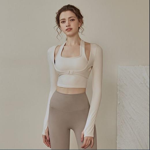 带胸垫瑜伽服套装女秋冬款洋气跑步运动T恤长袖速干健身上衣外穿 商品图1