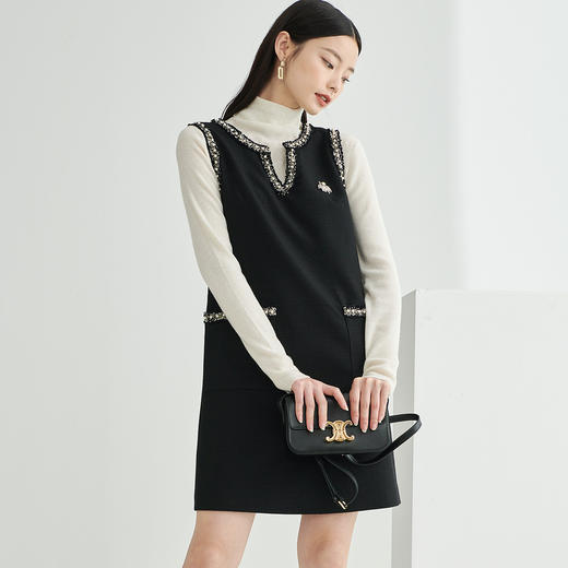 剩S/M 芳外【赫本风钉珠点缀裙子】2026秋冬新品背心小黑裙连衣裙 商品图4