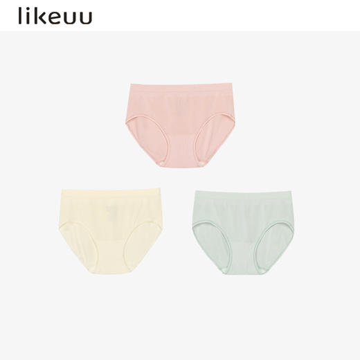 likeuu少女莫代尔一体织无尺码内裤初高中女生发育期抗菌3条装 商品图4
