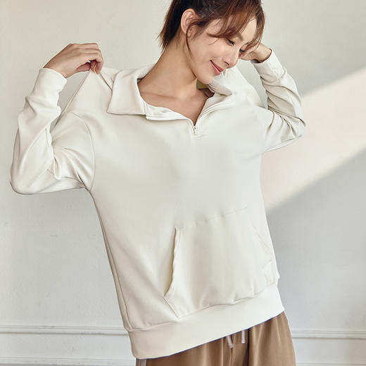 跃牌【禅语梵心系列】宽松半拉链健身长袖外套 无胸垫FX2101（不带胸垫） 商品图1