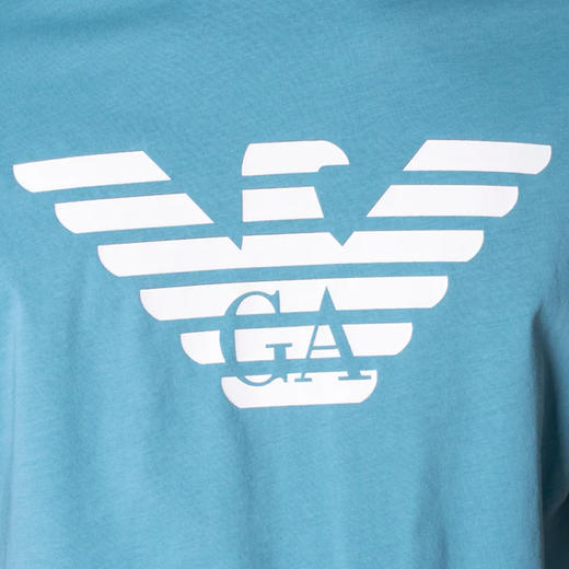 EMPORIO ARMANI 阿玛尼 男士棉质徽标印花圆领短袖T恤 浅蓝色 8N1TN5 1JPZZ 0783 商品图2