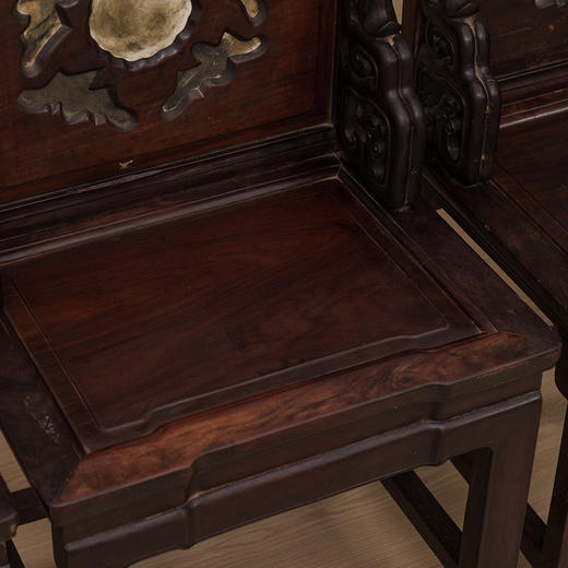 清 红木嵌云石背屏椅成堂（一堂四只） 商品图2