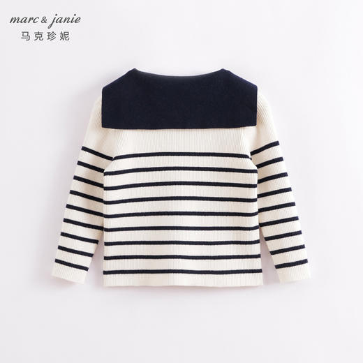 马克珍妮春装新款 女童学院风披肩领条纹针织开衫230192 商品图3