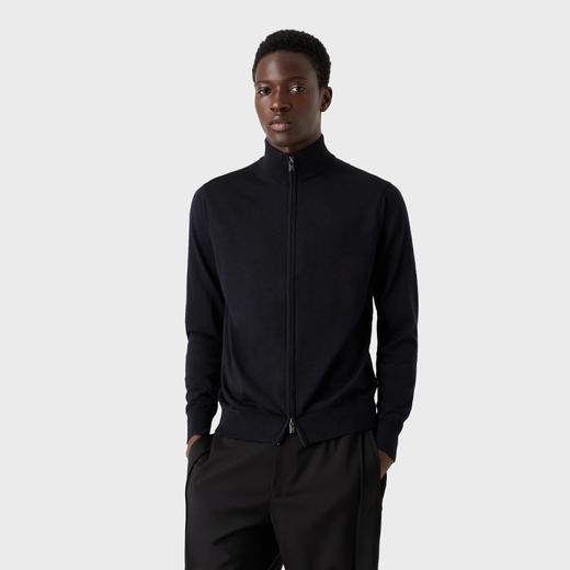 EMPORIO ARMANI 阿玛尼 男士初剪羊毛全拉链针织开衫 黑色 8N1MUZ 1MJXZ 0999 商品图1
