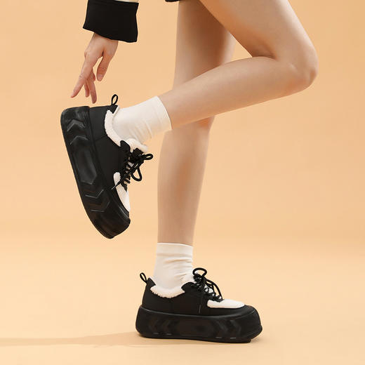 ZHR老爹鞋女2022秋冬新款加绒高帮厚底爆款加厚运动休闲棉鞋 商品图4
