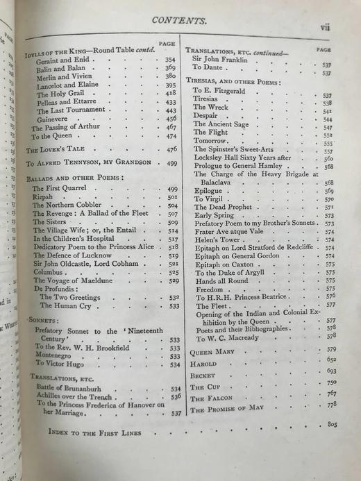 札尼斯朵夫工坊特装本！1892年 丁尼生诗集 1幅肖像插图 全真皮精装32开 商品图7