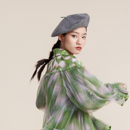 MIIDII谜底2022春新款复古甜酷感100%羊毛贝雷帽礼帽女221MQ0411 商品图2